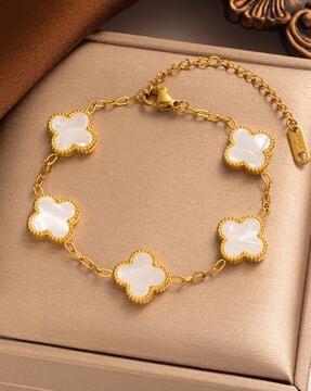 women gold-plated stone-studded bracelet