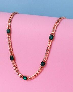 women gold-plated stone-studded chain