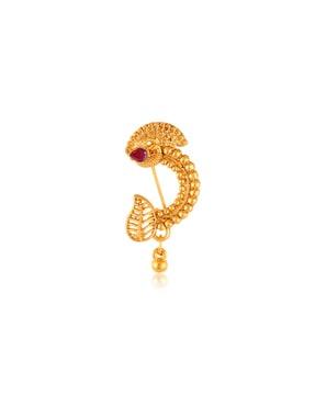 women gold-plated stone-studded nosepin