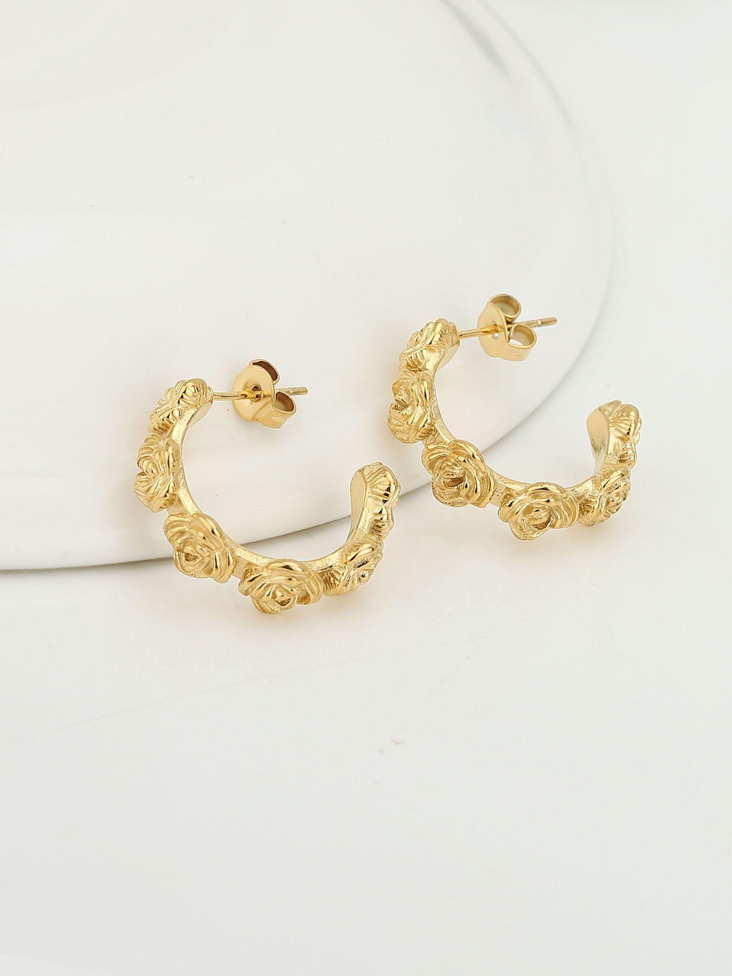 women gold plated stylish half hoop earring
