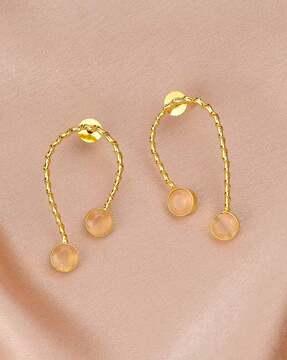 women gold-plated upside down u-shaped wired drop earrings