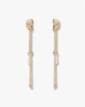 women gold-plated zirconia-studded drop earrings