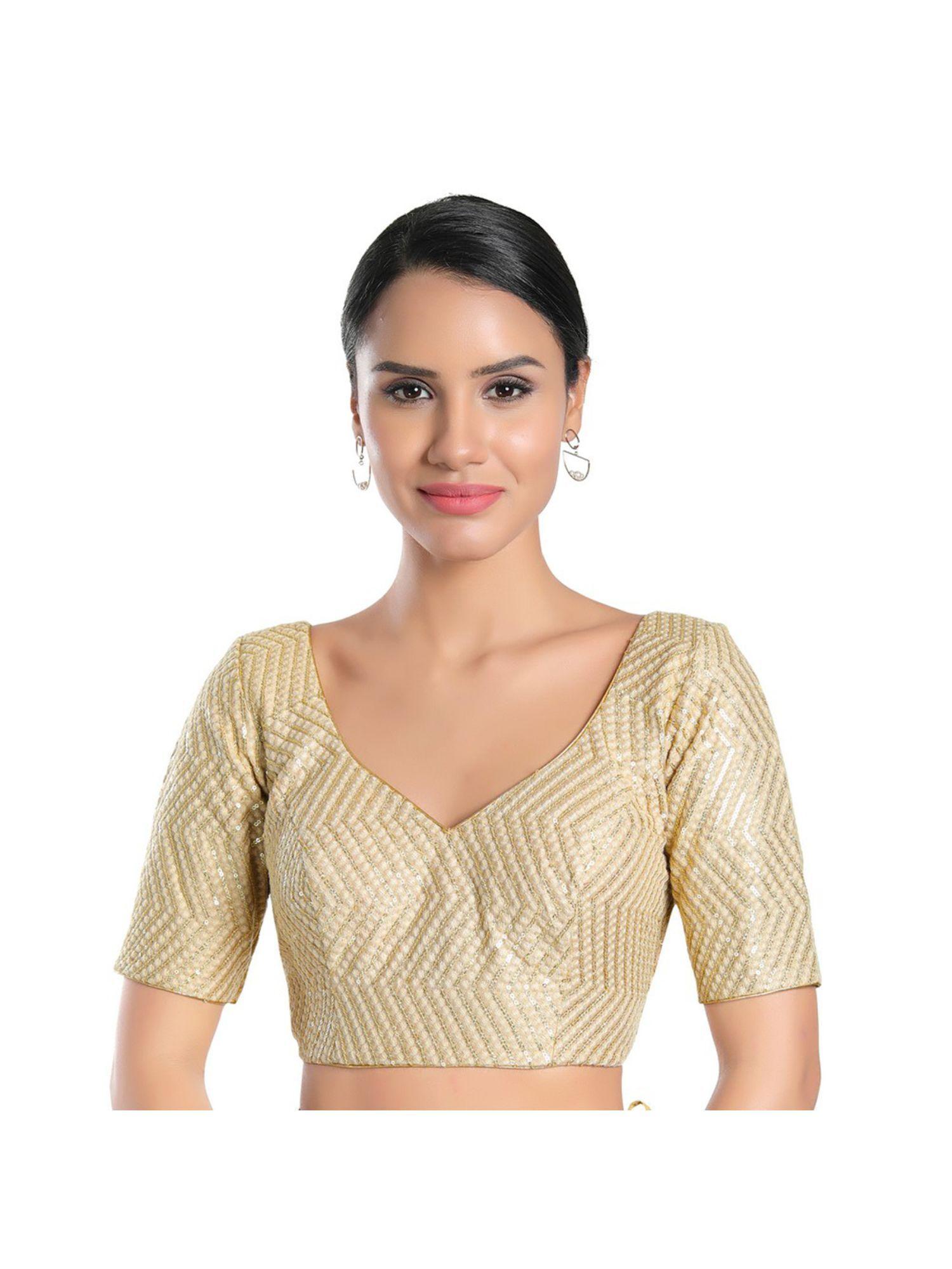 women gold silk readymade saree blouse