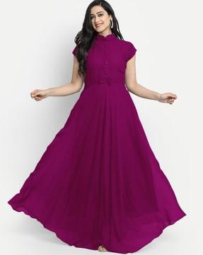 women gown dress with cape-sleeves