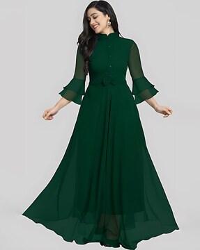 women gown dress with ruffle-sleeves