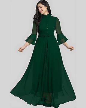 women gown with bell sleeves