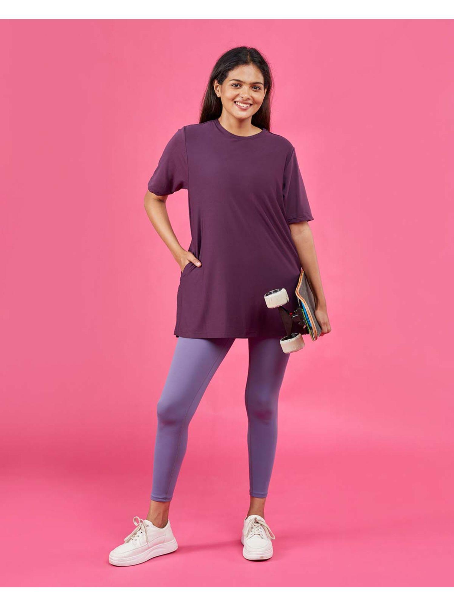 women grape the breezy kur-tee with side slit