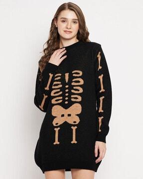 women graphic pattern crew-neck pullover