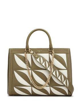 women graphic pattern handbag with zip-closure