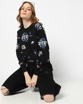 women graphic print boxy fit sweatshirt