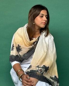 women graphic print cotton stole