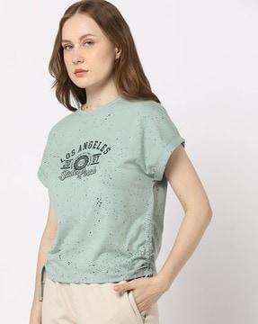 women graphic print crew-neck top