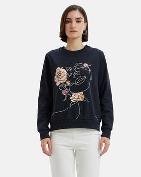 women graphic print fitted sweatshirt