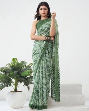 women graphic print georgette saree