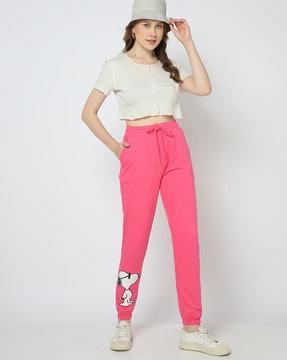 women graphic print joggers with insert pockets