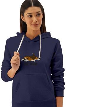 women graphic print loose fit hoodie
