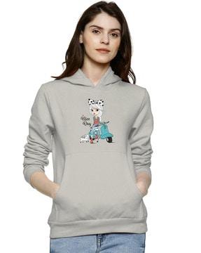 women graphic print loose fit hoodie