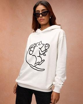 women graphic print loose fit hoodie