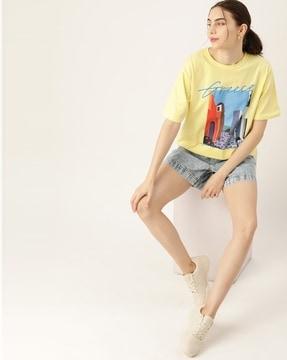 women graphic print loose fit round-neck t-shirt