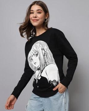 women graphic print loose fit sweatshirt