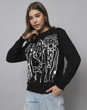 women graphic print loose fit sweatshirt