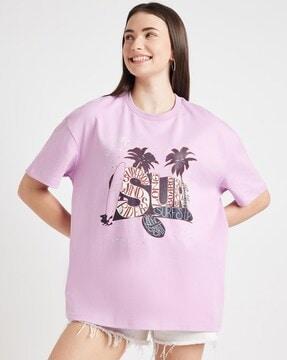 women graphic print oversized fit round-neck t-shirt