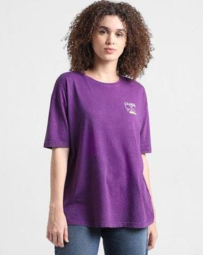 women graphic print oversized fit round-neck t-shirt