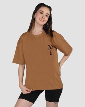 women graphic print oversized fit round-neck t-shirt