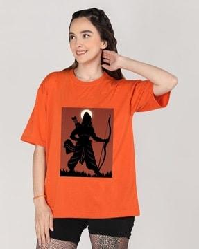 women graphic print oversized fit round-neck t-shirt