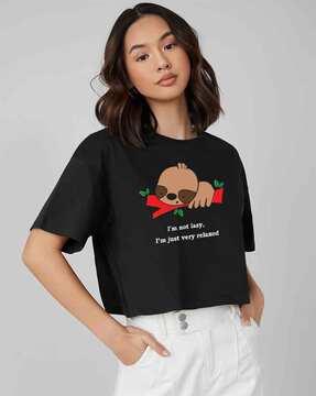 women graphic print oversized fit round-neck t-shirt