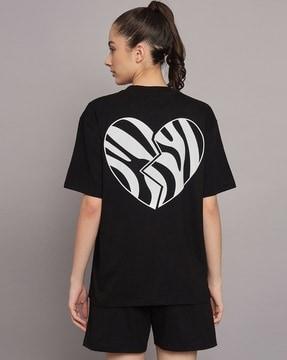 women graphic print oversized fit round-neck t-shirt