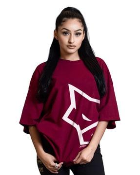 women graphic print oversized fit round-neck t-shirt