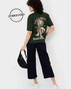 women graphic print oversized fit round-neck t-shirt