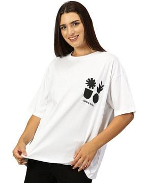 women graphic print oversized fit round-neck t-shirt