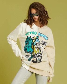 women graphic print oversized fit sweatshirt