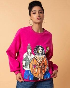 women graphic print oversized fit sweatshirt