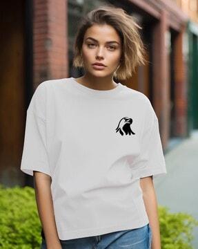 women graphic print oversized round-neck t-shirt