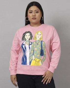 women graphic print regular fit crew-neck sweatshirt