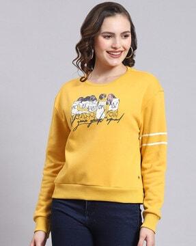 women graphic print regular fit crew-neck sweatshirt