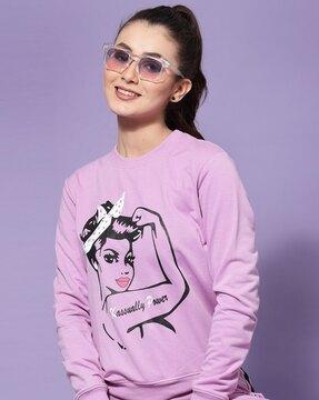 women graphic print regular fit crew-neck sweatshirt