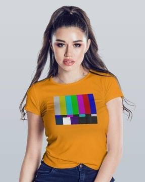 women graphic print regular fit crew-neck t-shirt