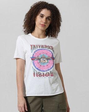 women graphic print regular fit crew-neck t-shirt