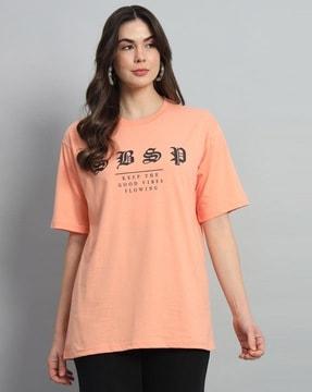 women graphic print regular fit crew-neck t-shirt