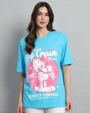 women graphic print regular fit crew-neck t-shirt