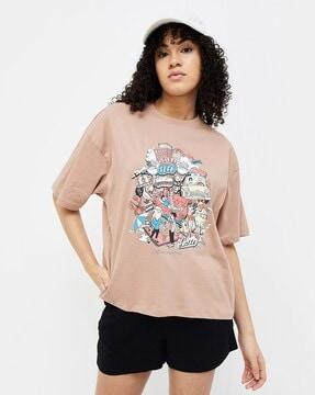 women graphic print regular fit crew-neck t-shirt