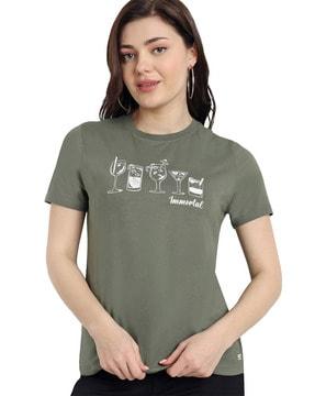 women graphic print regular fit crew-neck t-shirt