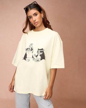 women graphic print regular fit crew-neck t-shirt