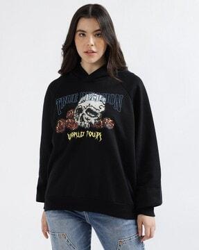 women graphic print regular fit hoodie