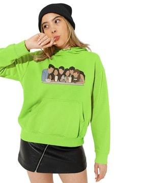 women graphic print regular fit hoodie