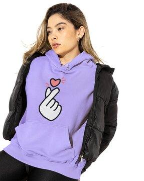 women graphic print regular fit hoodie